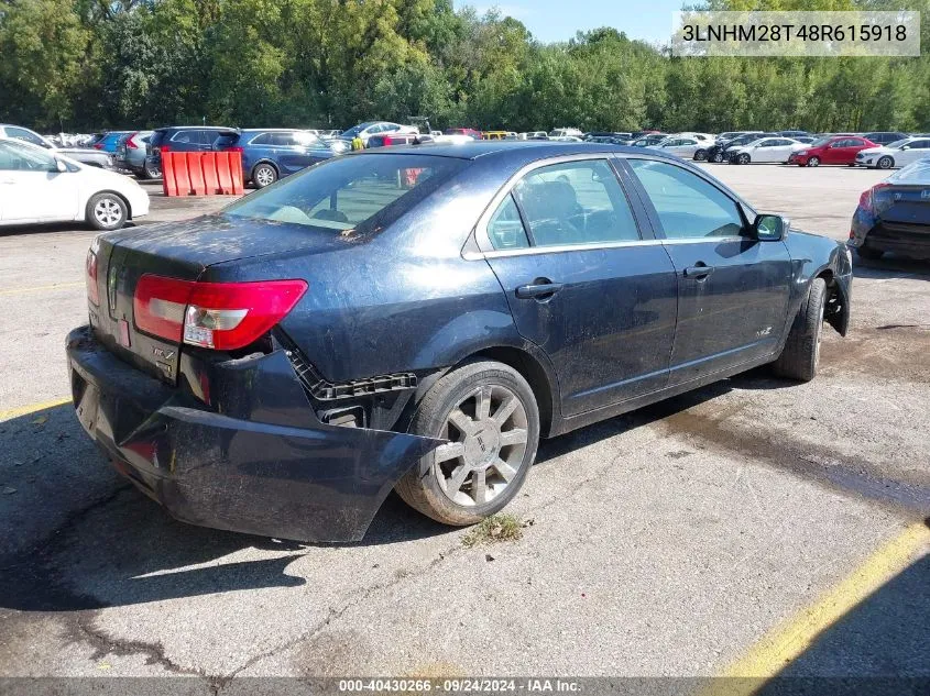 2008 Lincoln Mkz VIN: 3LNHM28T48R615918 Lot: 40430266