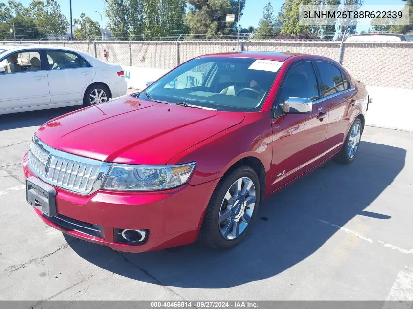 2008 Lincoln Mkz VIN: 3LNHM26T88R622339 Lot: 40466814