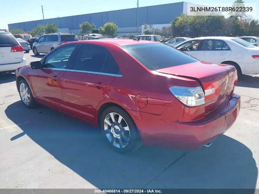 2008 Lincoln Mkz VIN: 3LNHM26T88R622339 Lot: 40466814