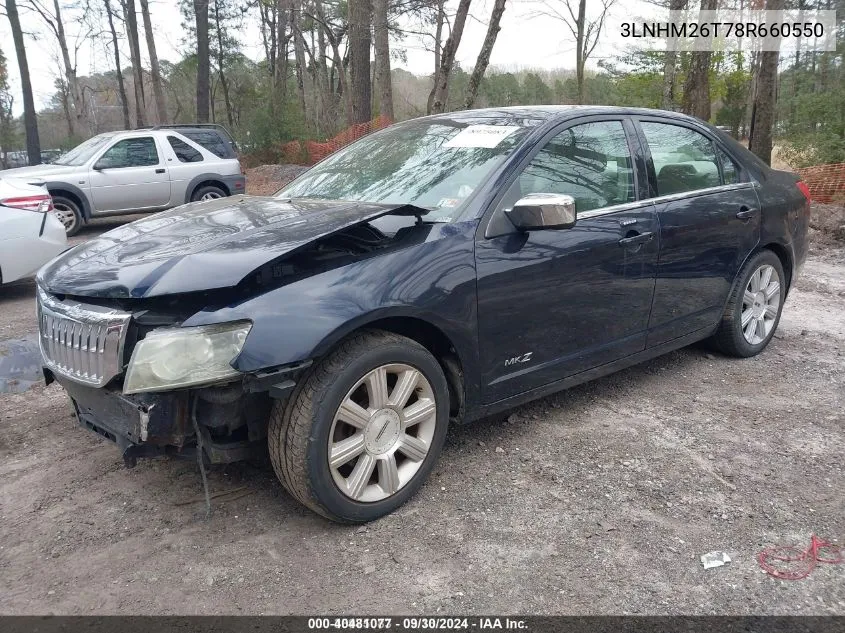 2008 Lincoln Mkz VIN: 3LNHM26T78R660550 Lot: 40481077