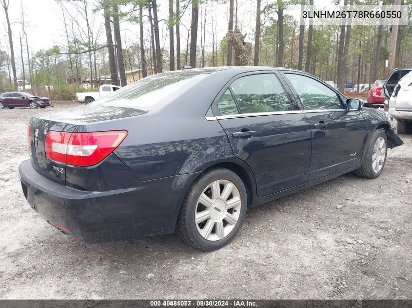 2008 Lincoln Mkz VIN: 3LNHM26T78R660550 Lot: 40481077