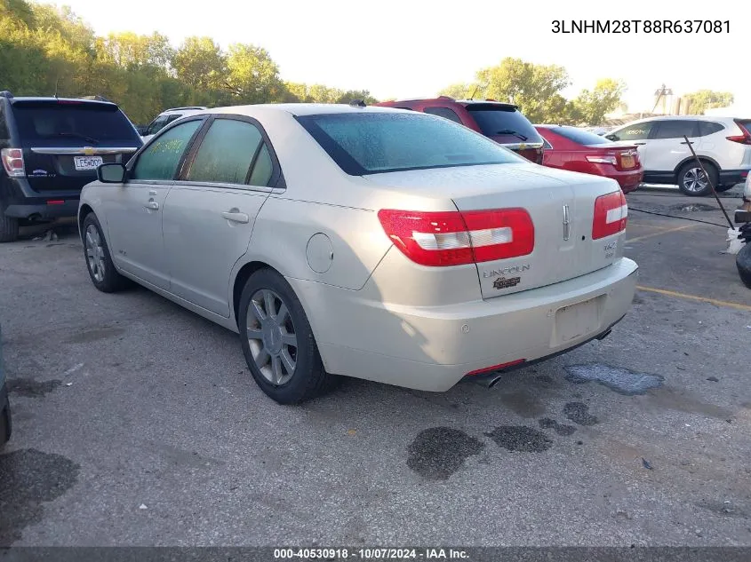 2008 Lincoln Mkz VIN: 3LNHM28T88R637081 Lot: 40530918