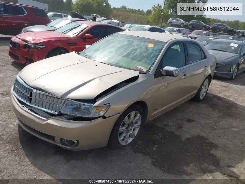 2008 Lincoln Mkz VIN: 3LNHM26T58R612044 Lot: 40587430