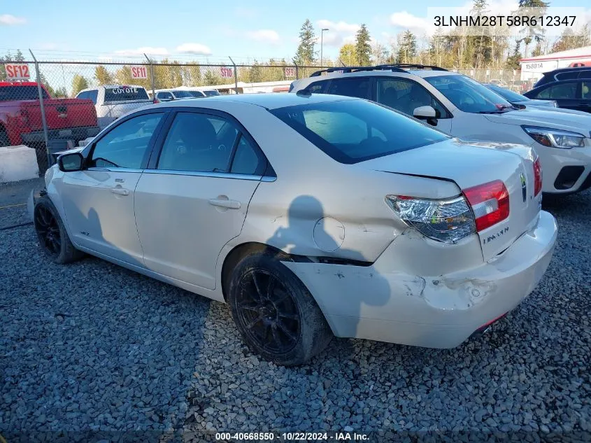 2008 Lincoln Mkz VIN: 3LNHM28T58R612347 Lot: 40668550