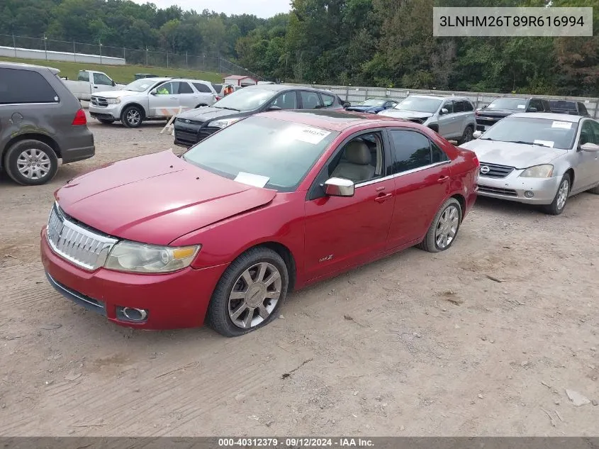 2009 Lincoln Mkz VIN: 3LNHM26T89R616994 Lot: 40312379