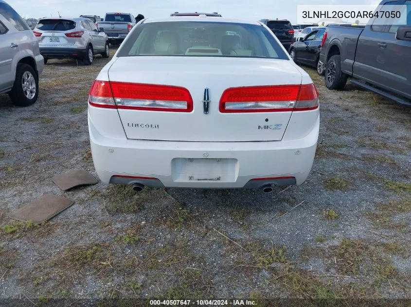 2010 Lincoln Mkz VIN: 3LNHL2GC0AR647050 Lot: 40507647