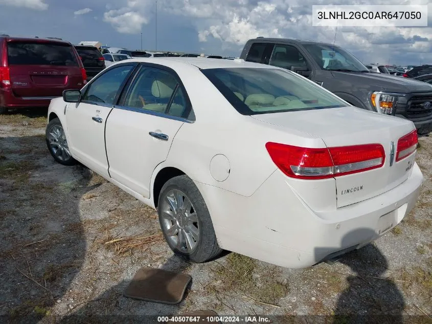 2010 Lincoln Mkz VIN: 3LNHL2GC0AR647050 Lot: 40507647