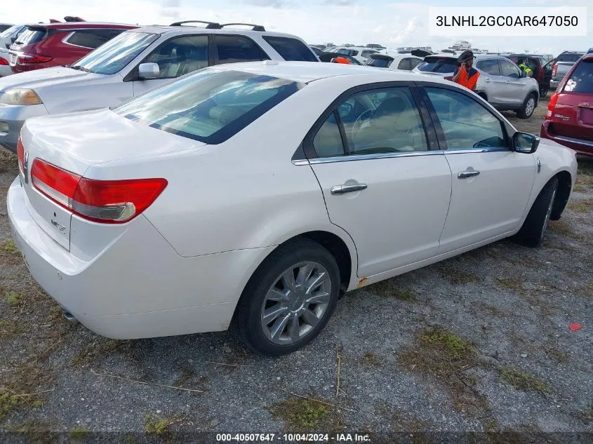 2010 Lincoln Mkz VIN: 3LNHL2GC0AR647050 Lot: 40507647