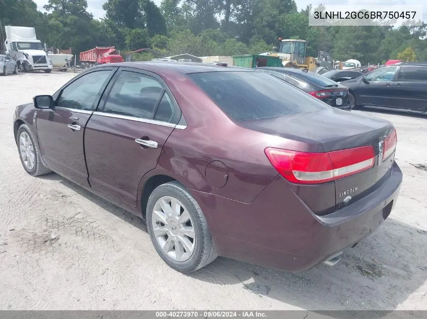 2011 Lincoln Mkz VIN: 3LNHL2GC6BR750457 Lot: 40273970