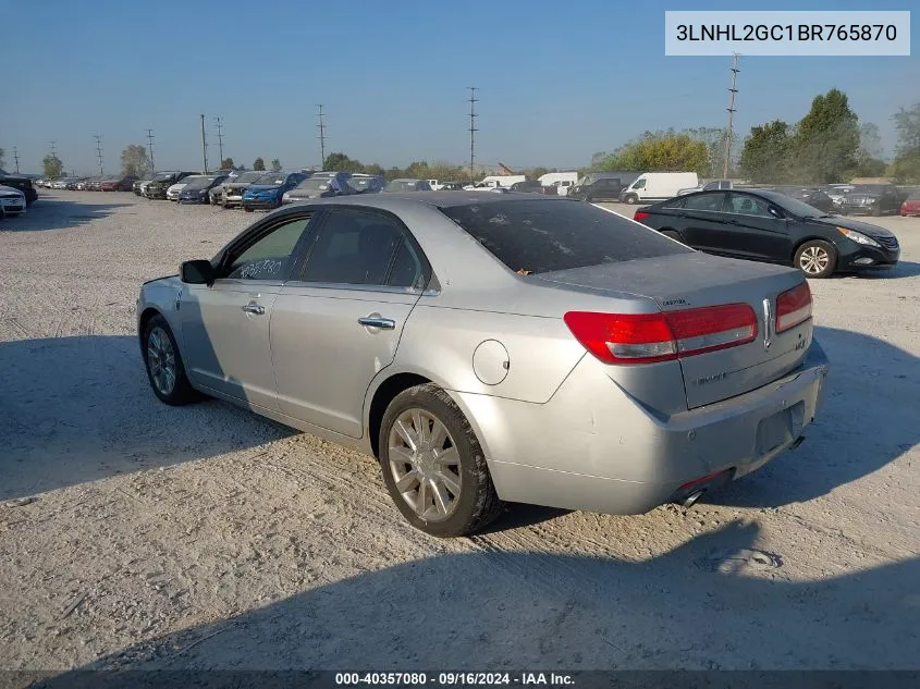 2011 Lincoln Mkz VIN: 3LNHL2GC1BR765870 Lot: 40357080