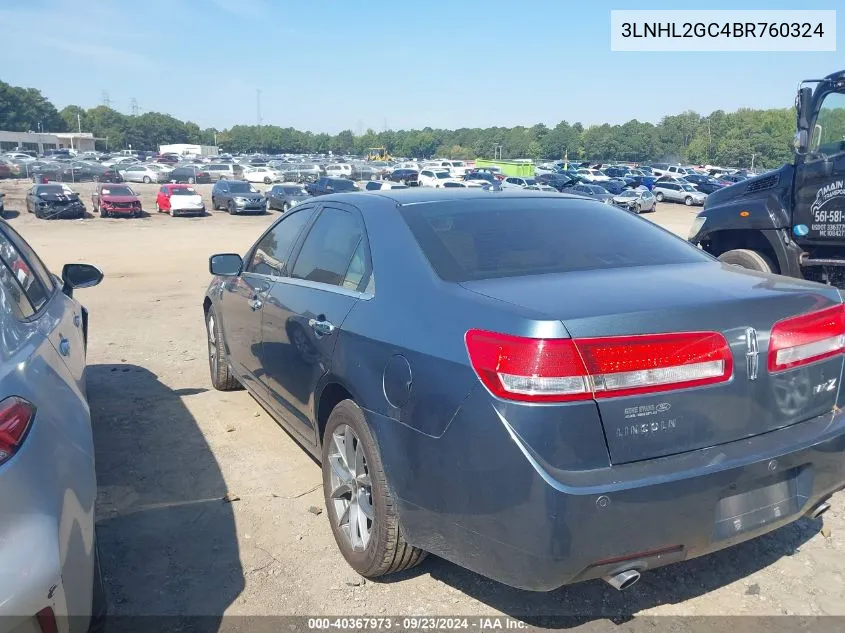 2011 Lincoln Mkz VIN: 3LNHL2GC4BR760324 Lot: 40367973