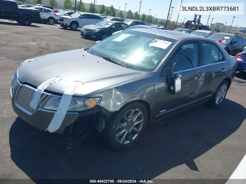 2011 Lincoln Mkz Hybrid VIN: 3LNDL2L3XBR773681 Lot: 40422700