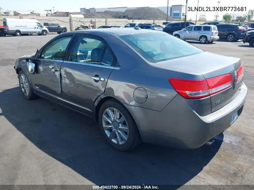 2011 Lincoln Mkz Hybrid VIN: 3LNDL2L3XBR773681 Lot: 40422700