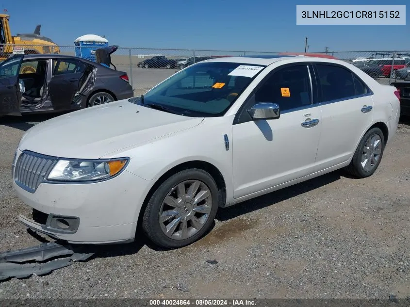 2012 Lincoln Mkz VIN: 3LNHL2GC1CR815152 Lot: 40024864