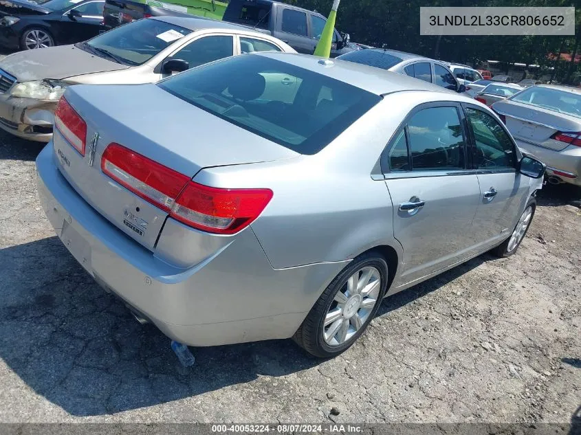 2012 Lincoln Mkz Hybrid VIN: 3LNDL2L33CR806652 Lot: 40053224