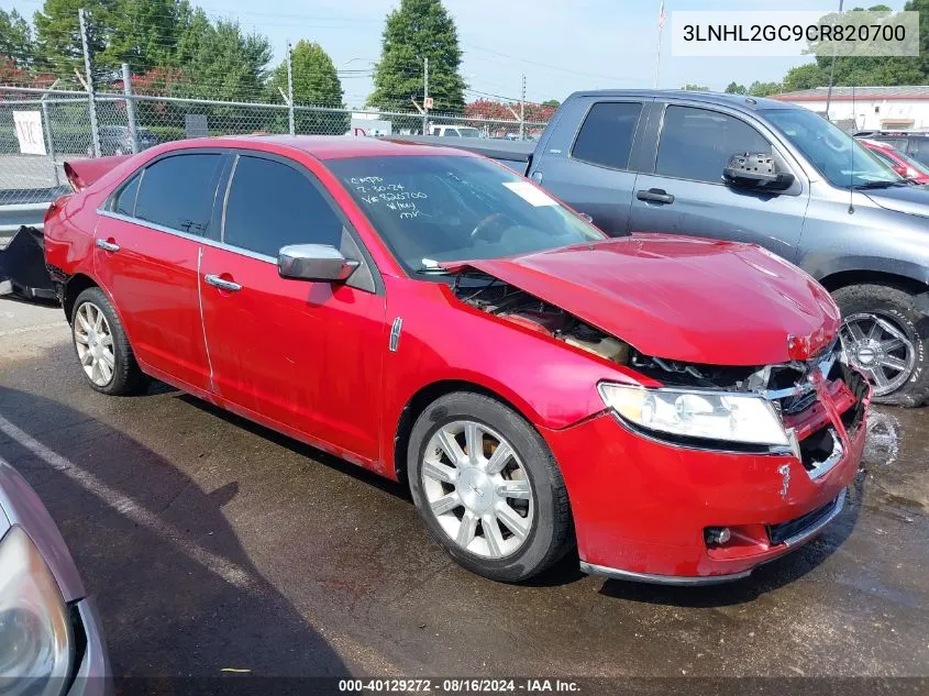 2012 Lincoln Mkz VIN: 3LNHL2GC9CR820700 Lot: 40129272