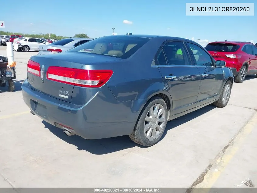 2012 Lincoln Mkz Hybrid VIN: 3LNDL2L31CR820260 Lot: 40228321