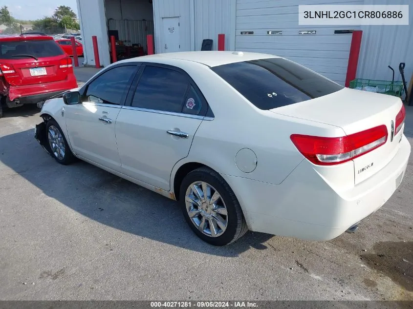 2012 Lincoln Mkz VIN: 3LNHL2GC1CR806886 Lot: 40271281