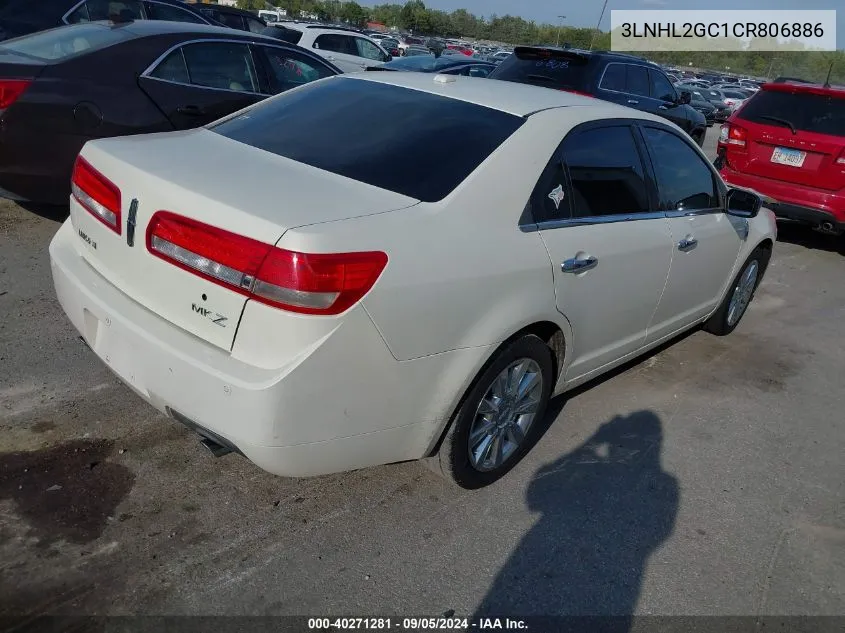 2012 Lincoln Mkz VIN: 3LNHL2GC1CR806886 Lot: 40271281