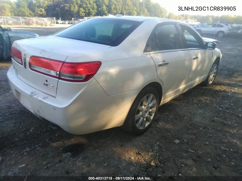 2012 Lincoln Mkz VIN: 3LNHL2GC1CR839905 Lot: 40313718