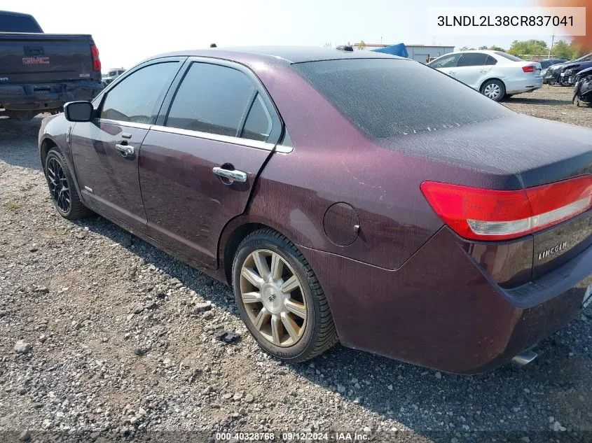 3LNDL2L38CR837041 2012 Lincoln Mkz Hybrid