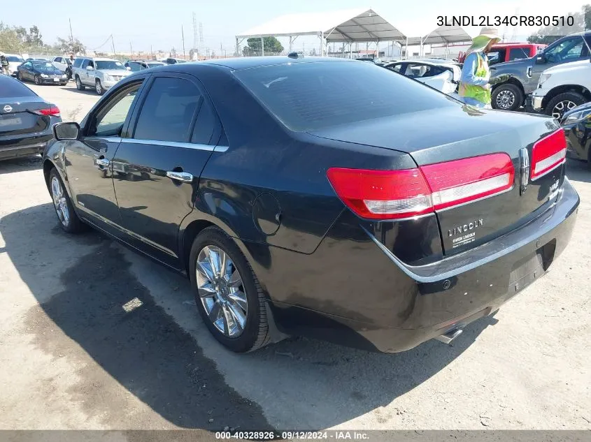 3LNDL2L34CR830510 2012 Lincoln Mkz Hybrid Hybrid