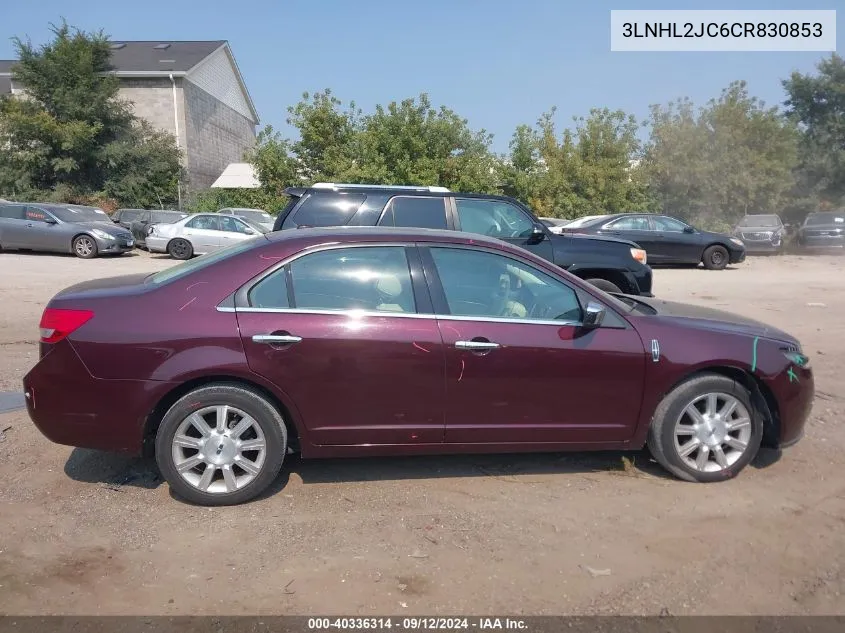 2012 Lincoln Mkz VIN: 3LNHL2JC6CR830853 Lot: 40336314