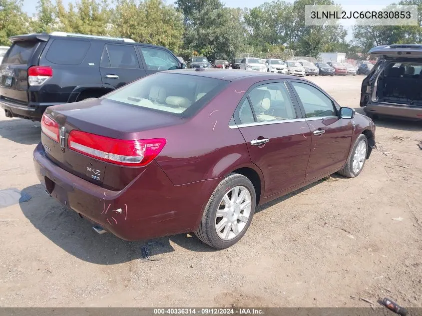 2012 Lincoln Mkz VIN: 3LNHL2JC6CR830853 Lot: 40336314