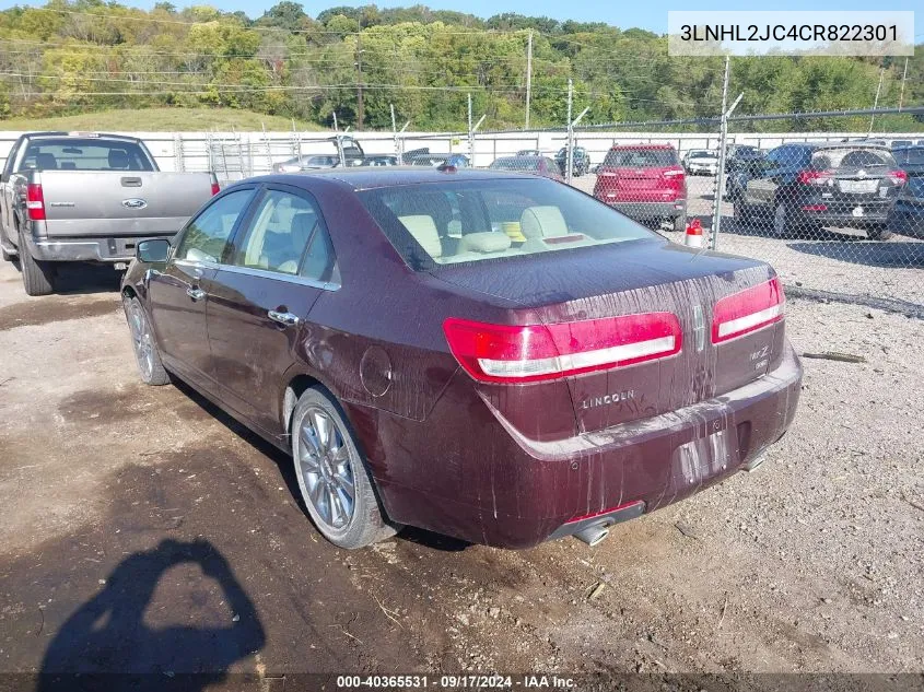 2012 Lincoln Mkz VIN: 3LNHL2JC4CR822301 Lot: 40365531