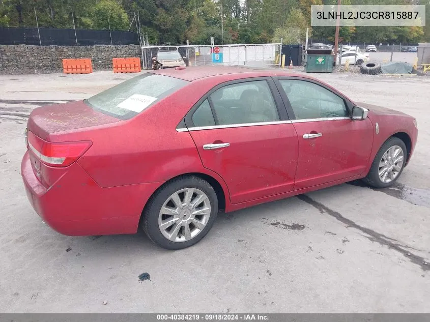 2012 Lincoln Mkz VIN: 3LNHL2JC3CR815887 Lot: 40384219