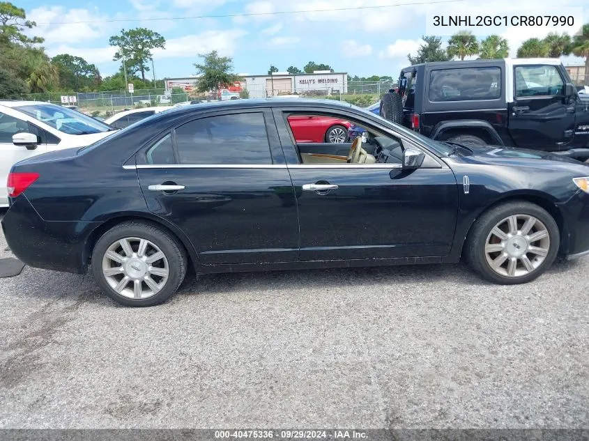 2012 Lincoln Mkz VIN: 3LNHL2GC1CR807990 Lot: 40475336