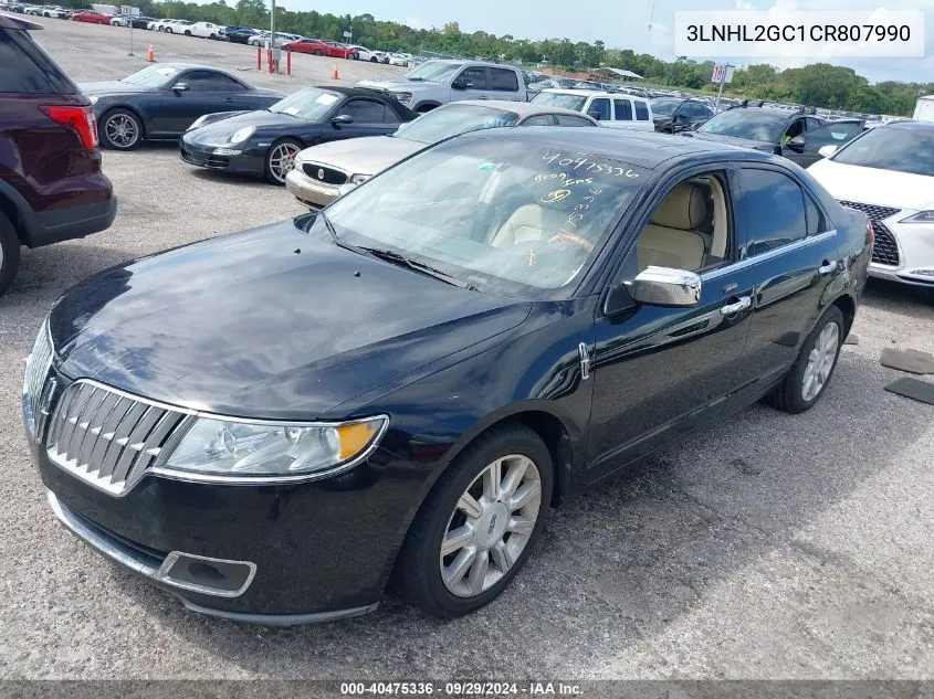 2012 Lincoln Mkz VIN: 3LNHL2GC1CR807990 Lot: 40475336