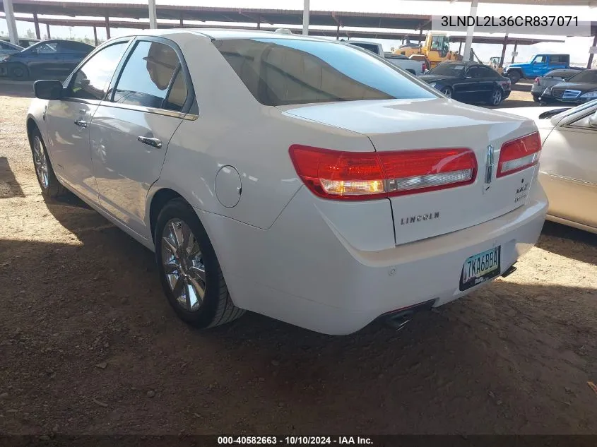 2012 Lincoln Mkz Hybrid VIN: 3LNDL2L36CR837071 Lot: 40582663