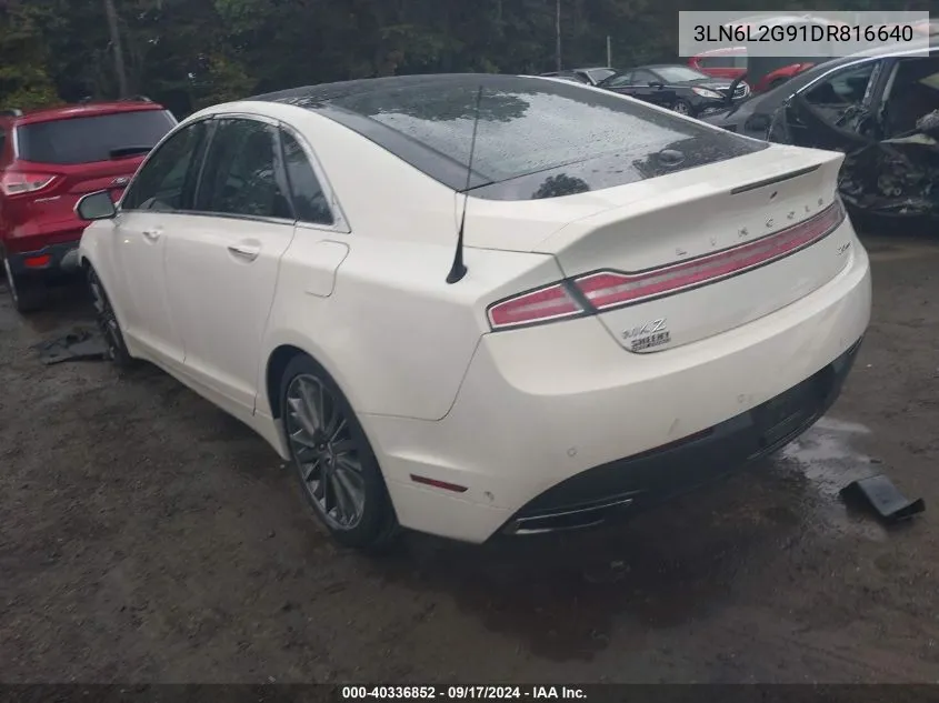 2013 Lincoln Mkz VIN: 3LN6L2G91DR816640 Lot: 40336852