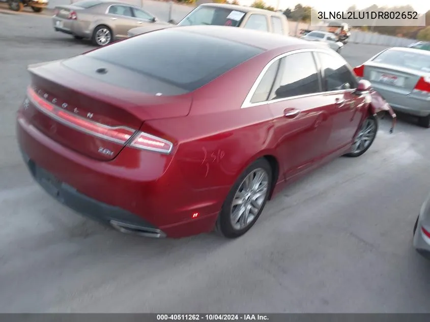 2013 Lincoln Mkz Hybrid VIN: 3LN6L2LU1DR802652 Lot: 40511262