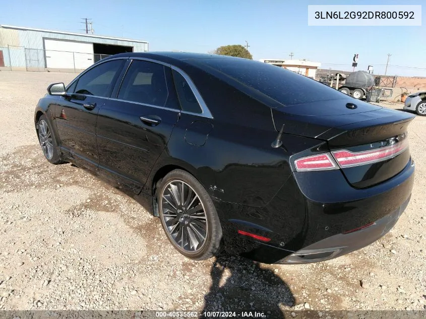 2013 Lincoln Mkz VIN: 3LN6L2G92DR800592 Lot: 40535562