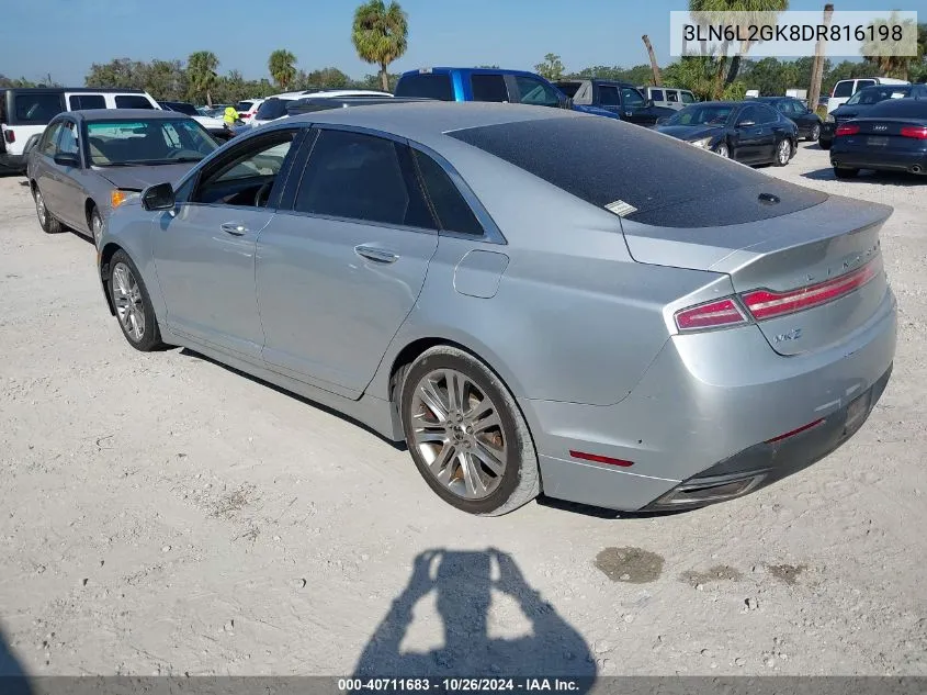 2013 Lincoln Mkz VIN: 3LN6L2GK8DR816198 Lot: 40711683