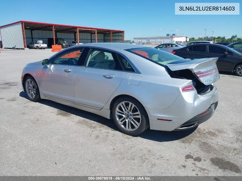 2014 Lincoln Mkz Hybrid VIN: 3LN6L2LU2ER814603 Lot: 39576919