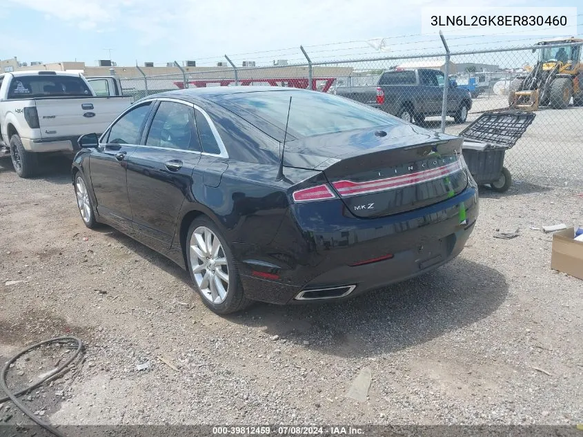 2014 Lincoln Mkz VIN: 3LN6L2GK8ER830460 Lot: 39812459