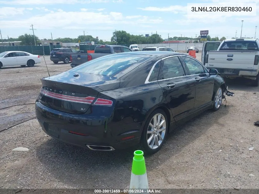 2014 Lincoln Mkz VIN: 3LN6L2GK8ER830460 Lot: 39812459