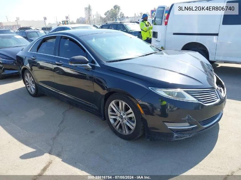 2014 Lincoln Mkz VIN: 3LN6L2GK4ER806740 Lot: 39816754