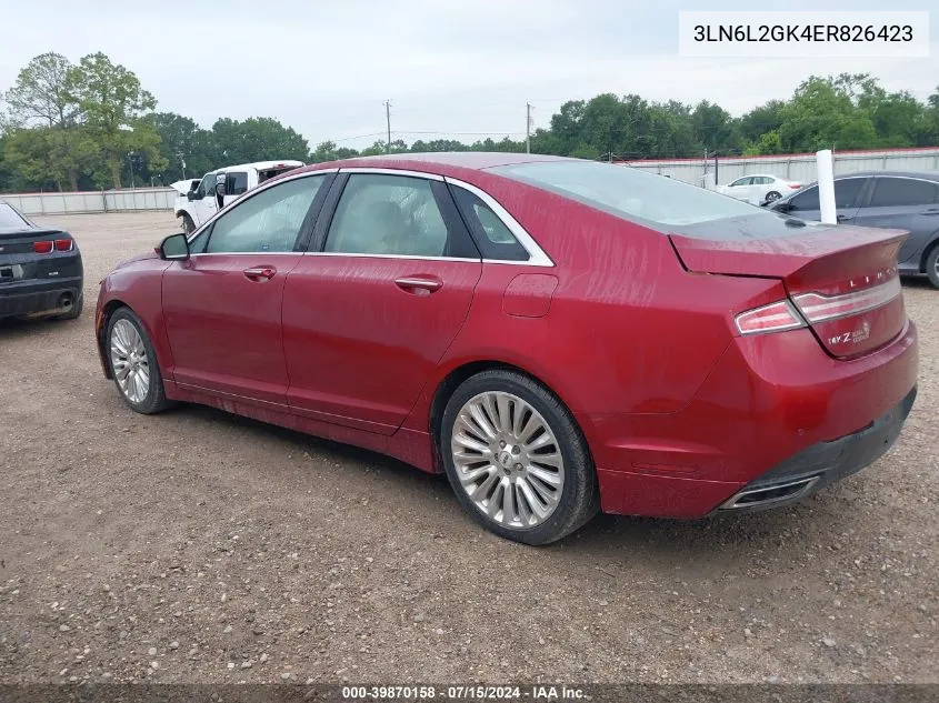 2014 Lincoln Mkz VIN: 3LN6L2GK4ER826423 Lot: 39870158