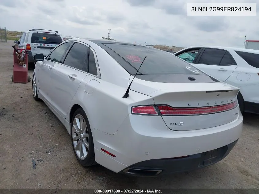 2014 Lincoln Mkz VIN: 3LN6L2G99ER824194 Lot: 39917690