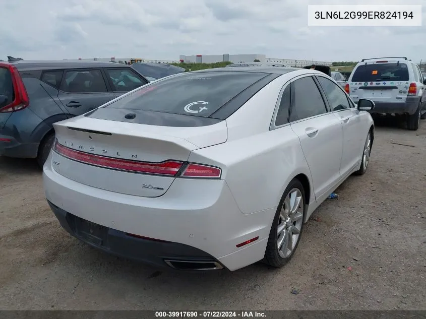 2014 Lincoln Mkz VIN: 3LN6L2G99ER824194 Lot: 39917690