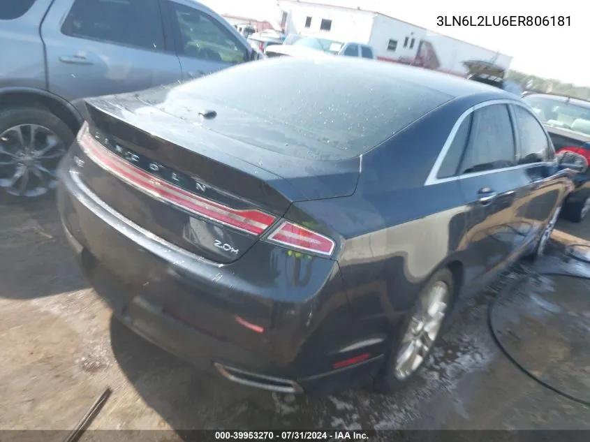 2014 Lincoln Mkz Hybrid VIN: 3LN6L2LU6ER806181 Lot: 39953270