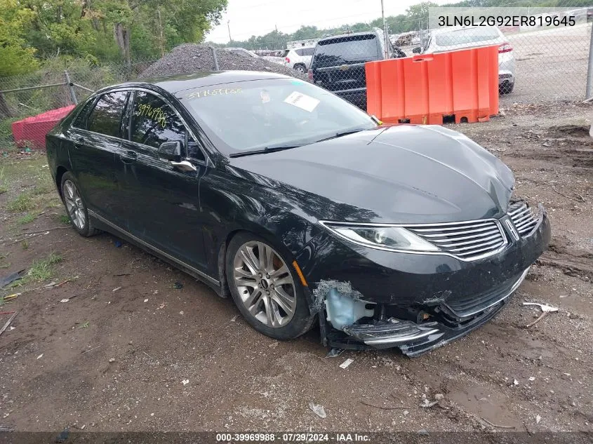 2014 Lincoln Mkz VIN: 3LN6L2G92ER819645 Lot: 39969988