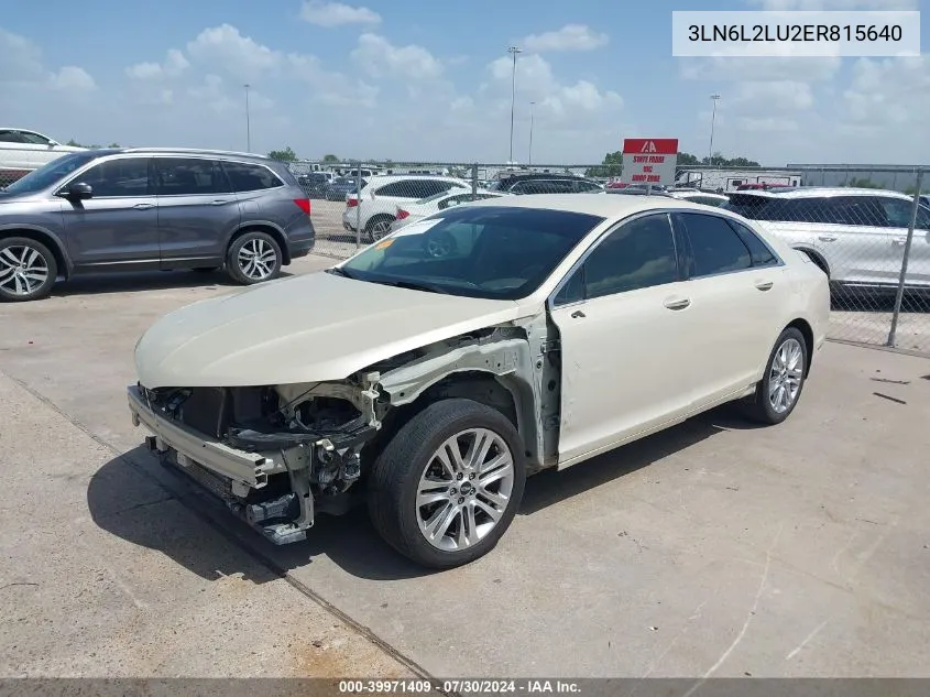 2014 Lincoln Mkz Hybrid VIN: 3LN6L2LU2ER815640 Lot: 39971409