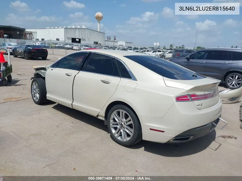 2014 Lincoln Mkz Hybrid VIN: 3LN6L2LU2ER815640 Lot: 39971409