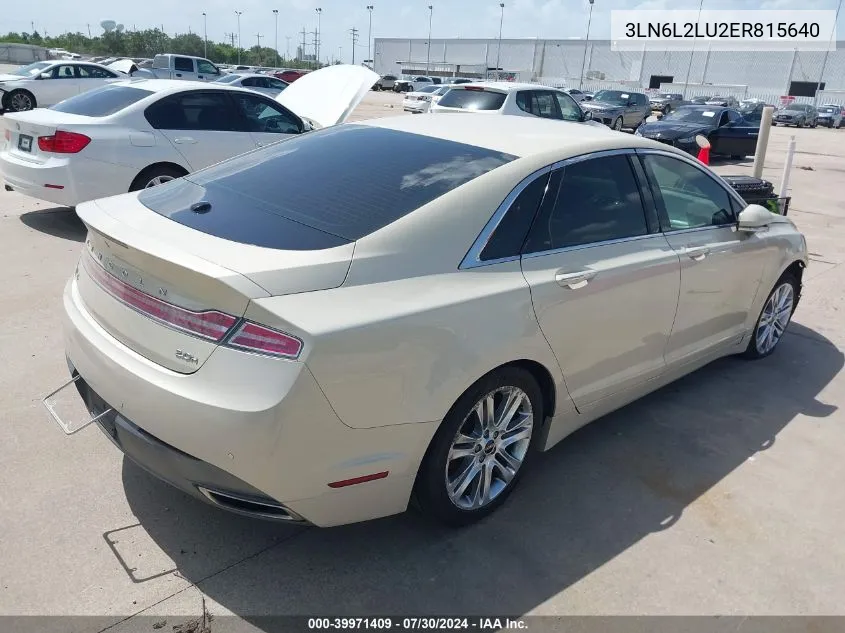 2014 Lincoln Mkz Hybrid VIN: 3LN6L2LU2ER815640 Lot: 39971409