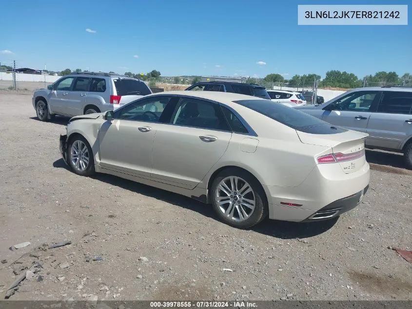 2014 Lincoln Mkz VIN: 3LN6L2JK7ER821242 Lot: 39978555